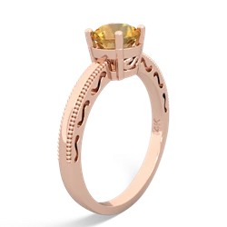 Citrine Milgrain Filigree 14K Rose Gold ring R5090