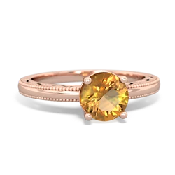 Citrine Milgrain Filigree 14K Rose Gold ring R5090