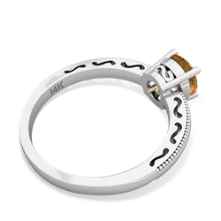 Citrine Milgrain Filigree 14K White Gold ring R5090
