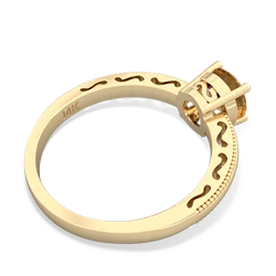 Citrine Milgrain Filigree 14K Yellow Gold ring R5090