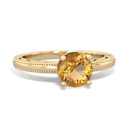 Citrine Milgrain Filigree 14K Yellow Gold ring R5090