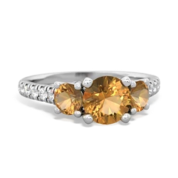 Citrine Pave Trellis 14K White Gold ring R5500