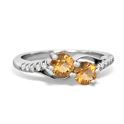 Citrine Infinity Pave Two Stone 14K White Gold ring R5285