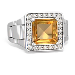 Citrine Men's Watch 14K White Gold ring R0510
