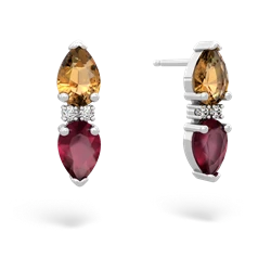 Citrine Bowtie Drop 14K White Gold earrings E0865