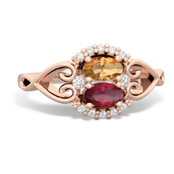 Citrine Love Nest 14K Rose Gold ring R5860