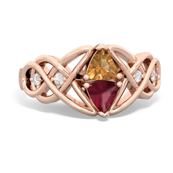 Citrine Keepsake Celtic Knot 14K Rose Gold ring R5300