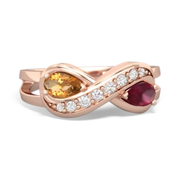 Citrine Diamond Infinity 14K Rose Gold ring R5390