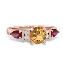 Citrine 6Mm Round Eternal Embrace Engagement 14K Rose Gold ring R2005