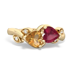 Citrine Floral Elegance 14K Yellow Gold ring R5790