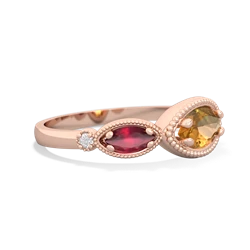 Citrine Milgrain Marquise 14K Rose Gold ring R5700