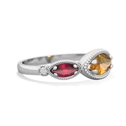 Citrine Milgrain Marquise 14K White Gold ring R5700