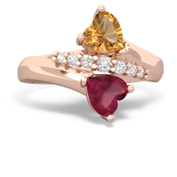 Citrine Heart To Heart 14K Rose Gold ring R2064