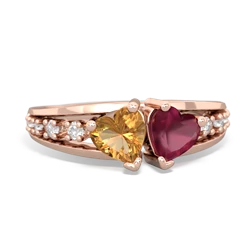 Citrine Heart To Heart 14K Rose Gold ring R3342