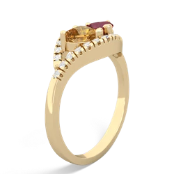 Citrine Mother And Child 14K Yellow Gold ring R3010