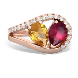 Citrine Nestled Heart Keepsake 14K Rose Gold ring R5650