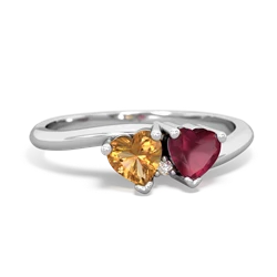 Citrine Sweethearts 14K White Gold ring R5260