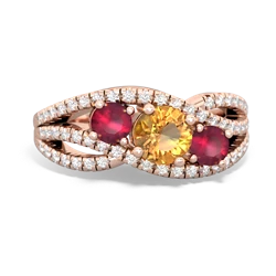 Citrine Three Stone Aurora 14K Rose Gold ring R3080