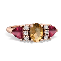 Citrine Antique Style Three Stone 14K Rose Gold ring R2186