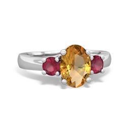 Citrine Three Stone Oval Trellis 14K White Gold ring R4024