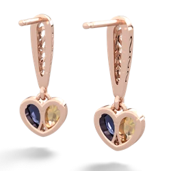 Citrine Filligree Heart 14K Rose Gold earrings E5070