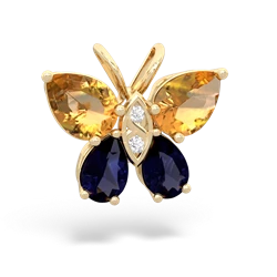 Citrine Butterfly 14K Yellow Gold pendant P2215