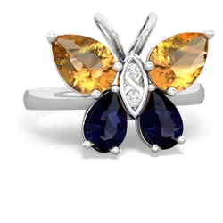 Citrine Butterfly 14K White Gold ring R2215