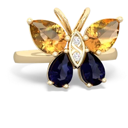 Citrine Butterfly 14K Yellow Gold ring R2215