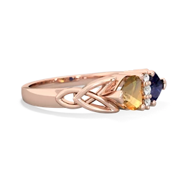 Citrine Celtic Knot Double Heart 14K Rose Gold ring R5040