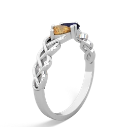 Citrine Heart To Heart Braid 14K White Gold ring R5870