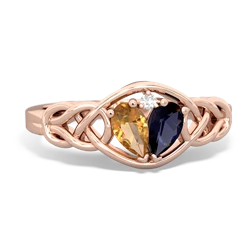 Citrine Celtic Love Knot 14K Rose Gold ring R5420