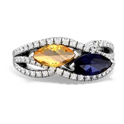 Citrine Diamond Rivers 14K White Gold ring R3070