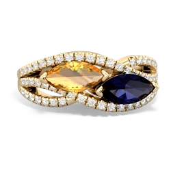 Citrine Diamond Rivers 14K Yellow Gold ring R3070