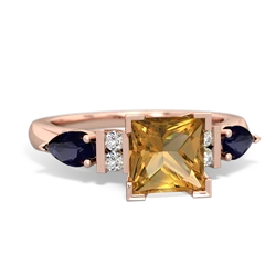 Citrine 6Mm Princess Eternal Embrace Engagement 14K Rose Gold ring C2002