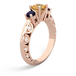 Citrine Art Deco Eternal Embrace Engagement 14K Rose Gold ring C2003