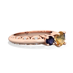 Citrine Art Deco Eternal Embrace Engagement 14K Rose Gold ring C2003