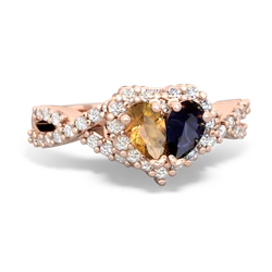 Citrine Diamond Twist 'One Heart' 14K Rose Gold ring R2640HRT