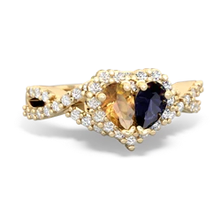 Citrine Diamond Twist 'One Heart' 14K Yellow Gold ring R2640HRT