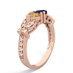 Citrine Diamond Butterflies 14K Rose Gold ring R5601