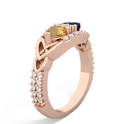 Citrine Sparkling Celtic Knot 14K Rose Gold ring R2645