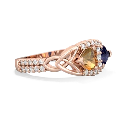 Citrine Sparkling Celtic Knot 14K Rose Gold ring R2645