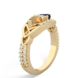 Citrine Sparkling Celtic Knot 14K Yellow Gold ring R2645
