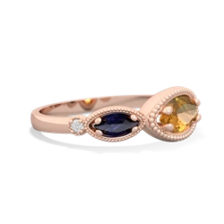 Citrine Milgrain Marquise 14K Rose Gold ring R5700