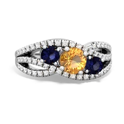 Citrine Three Stone Aurora 14K White Gold ring R3080