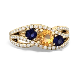 Citrine Three Stone Aurora 14K Yellow Gold ring R3080