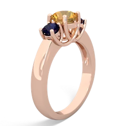 Citrine Three Stone Round Trellis 14K Rose Gold ring R4018