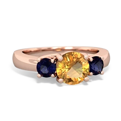 Citrine Three Stone Round Trellis 14K Rose Gold ring R4018