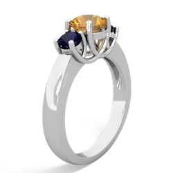 Citrine Three Stone Round Trellis 14K White Gold ring R4018