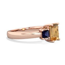 Citrine Three Stone Emerald-Cut Trellis 14K Rose Gold ring R4021