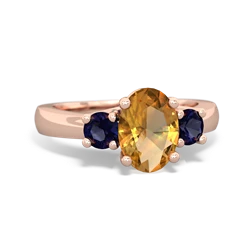 Citrine Three Stone Oval Trellis 14K Rose Gold ring R4024